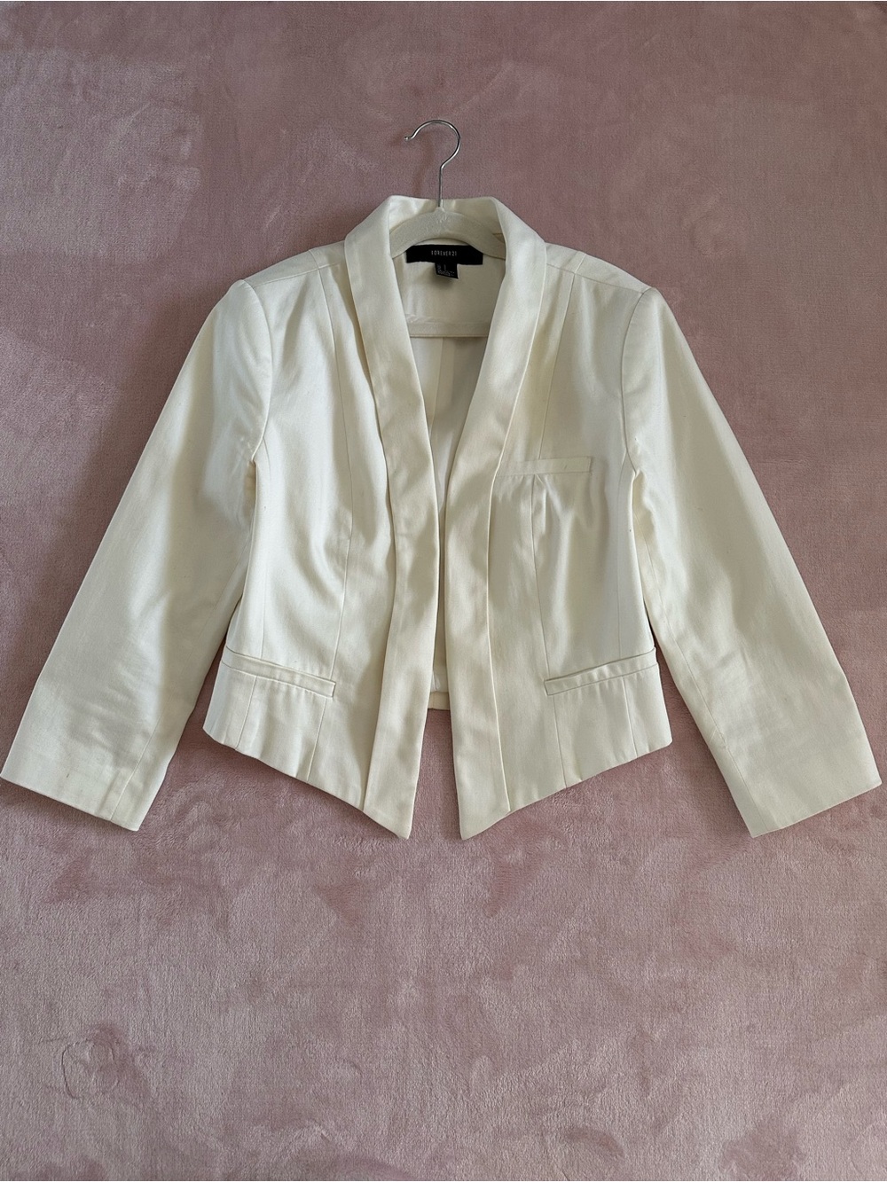 Forever 21 Ivory Tailored Blazer Jacket Size S
